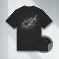 Rückansicht des schwarzen Heavyweight T-Shirts mit weißem Walhai-Rückenprint.