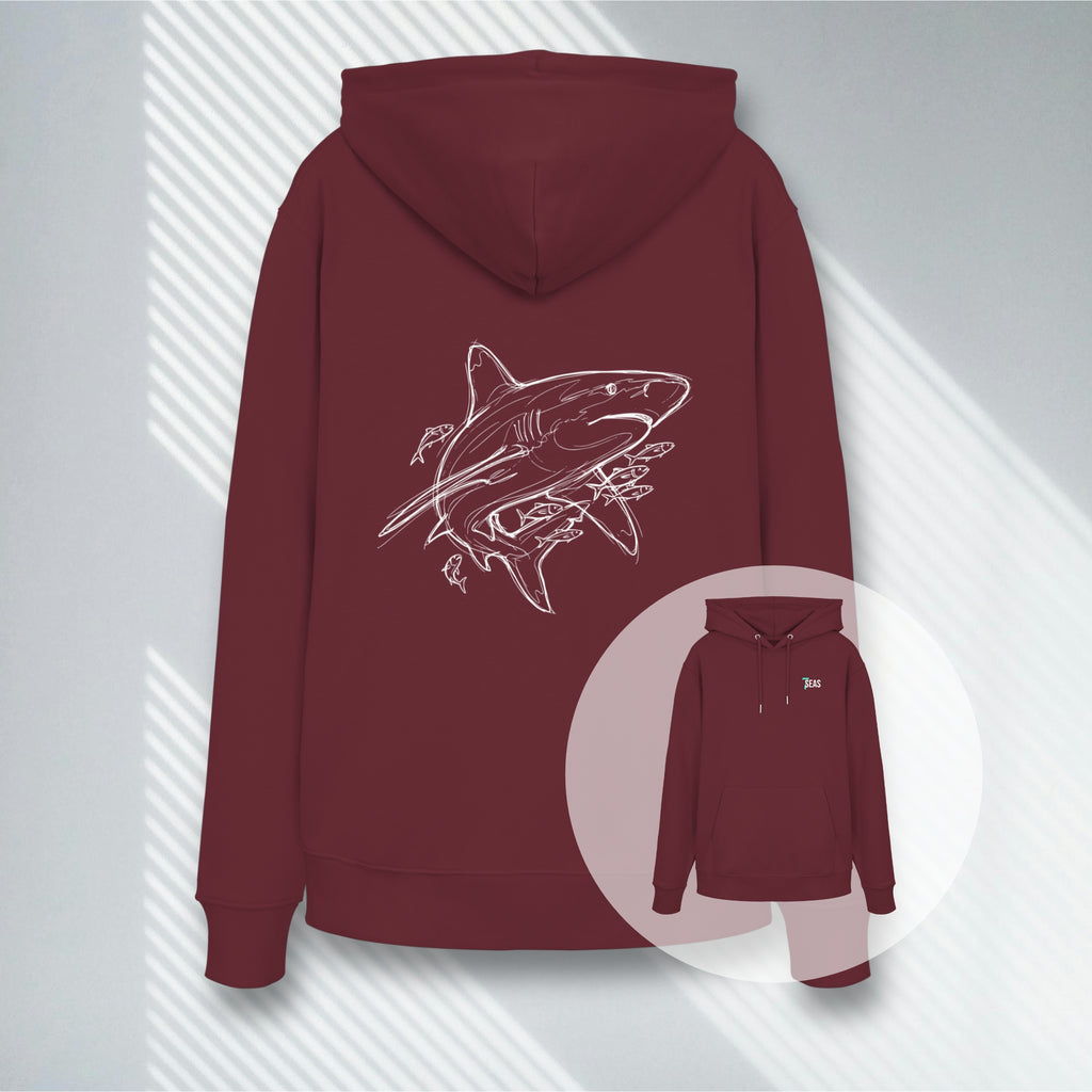 Weinroter Taucher-Hoodie aus schwerer 100% Bio-Baumwolle.