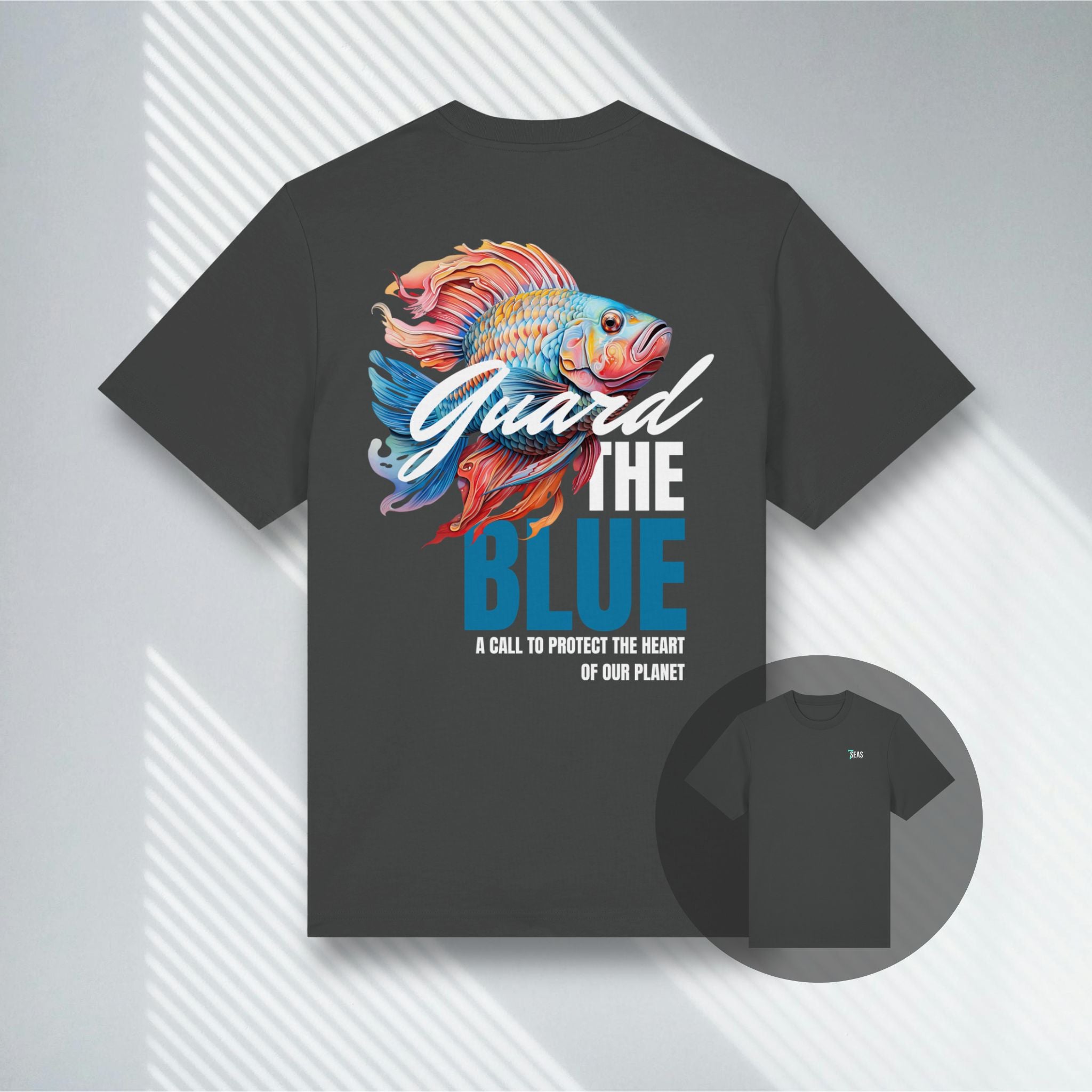 Anthrazitfarbenes Heavyweight Shirt mit Fisch-Grafik, nachhaltiger Scuba Lifestyle.