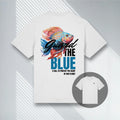 Weißes Bio-Baumwollshirt mit modernem Fisch-Print, 7Seaspirations Guard the Blue.