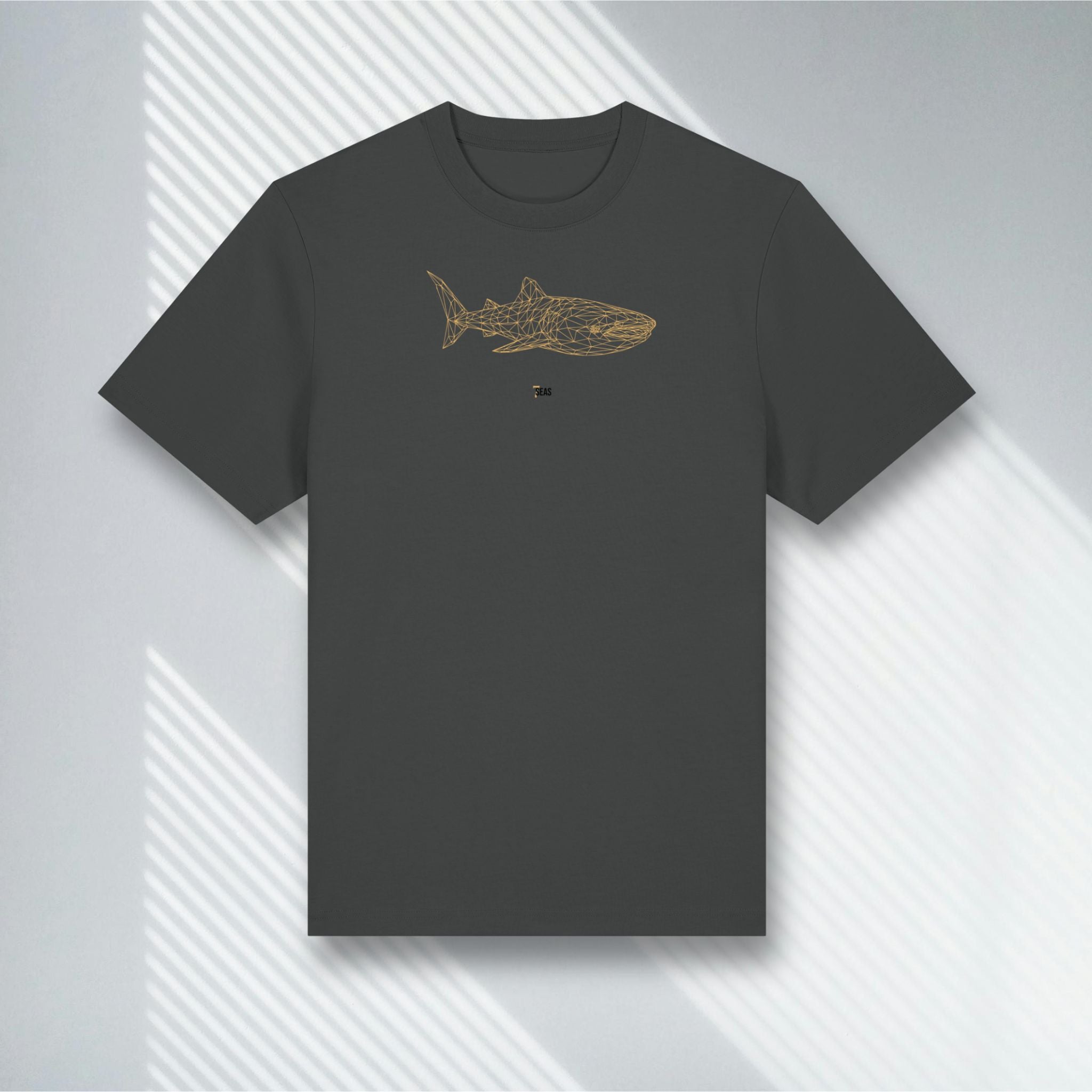 Dunkelgraues Premium Shirt mit Walhai Wireframe, Stanley/Stella Sparker Anthracite, Streetwear.