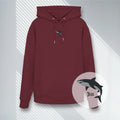 Weinroter Premium Bio-Hoodie mit minimalistischem Hai Stick auf der Brust, 7Seaspirations.
